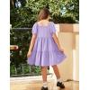 Arshiner Girls Dresses Short Sleeve Ruffle Chiffon Summer Flowy Dress with Square Neck(Lilac)