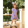 Arshiner Girls Dresses Short Sleeve Ruffle Chiffon Summer Flowy Dress with Square Neck(Lilac)
