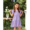 Arshiner Girls Dresses Short Sleeve Ruffle Chiffon Summer Flowy Dress with Square Neck(Lilac)