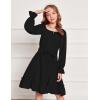 Arshiner Girls Long Sleeve Dress Holiday Party Casual Ruffle Flowy Swing Midi Dresses 5-14 Years(Black)