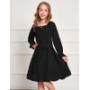 Arshiner Girls Long Sleeve Dress Holiday Party Casual Ruffle Flowy Swing Midi Dresses 5-14 Years(Black)
