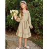Arshiner Girls Long Sleeve Dress Holiday Party Casual Ruffle Flowy Swing Midi Dresses 5-14 Years(Khaki)