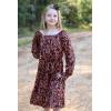 Arshiner Girls Long Sleeve Dress Holiday Party Casual Ruffle Flowy Swing Midi Dresses 5-14 Years(Orange)