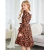 Arshiner Girls Long Sleeve Dress Holiday Party Casual Ruffle Flowy Swing Midi Dresses 5-14 Years(Orange)