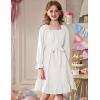 Arshiner Girls Long Sleeve Dress Holiday Party Casual Ruffle Flowy Swing Midi Dresses 5-14 Years(White)