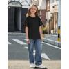 Arshiner Girls Oversized T Shirts with Pocket Short Sleeve Basic Crewneck Summer Casual Loose Tops Clothes 5-12 Years(Black)
