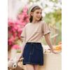 Arshiner Girls Oversized T Shirts with Pocket Short Sleeve Basic Crewneck Summer Casual Loose Tops Clothes 5-12 Years(Champagne)