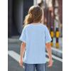 Arshiner Girls Oversized T Shirts with Pocket Short Sleeve Basic Crewneck Summer Casual Loose Tops Clothes 5-12 Years(Light Blue)