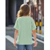 Arshiner Girls Oversized T Shirts with Pocket Short Sleeve Basic Crewneck Summer Casual Loose Tops Clothes 5-12 Years(Light Green)