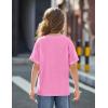 Arshiner Girls Oversized T Shirts with Pocket Short Sleeve Basic Crewneck Summer Casual Loose Tops Clothes 5-12 Years(Peach Pink)