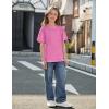 Arshiner Girls Oversized T Shirts with Pocket Short Sleeve Basic Crewneck Summer Casual Loose Tops Clothes 5-12 Years(Peach Pink)