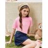 Arshiner Girls Oversized T Shirts with Pocket Short Sleeve Basic Crewneck Summer Casual Loose Tops Clothes 5-12 Years(Pink)