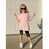 Arshiner Girls Oversized T Shirts with Pocket Short Sleeve Basic Crewneck Summer Casual Loose Tops Clothes 5-12 Years(Pink)