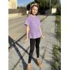 Arshiner Girls Oversized T Shirts with Pocket Short Sleeve Basic Crewneck Summer Casual Loose Tops Clothes 5-12 Years(Purple)