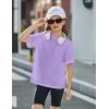 Arshiner Girls Oversized T Shirts with Pocket Short Sleeve Basic Crewneck Summer Casual Loose Tops Clothes 5-12 Years(Purple)