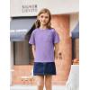 Arshiner Girls Oversized T Shirts with Pocket Short Sleeve Basic Crewneck Summer Casual Loose Tops Clothes 5-12 Years(Purple)