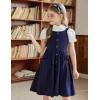 Arshiner Girl’s Spaghetti Strap Button Down Midi Sleeveless Summer Casual Sundress A-line Dress with Pockets(Navy Blue)