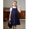 Arshiner Girl’s Spaghetti Strap Button Down Midi Sleeveless Summer Casual Sundress A-line Dress with Pockets(Navy Blue)