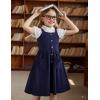 Arshiner Girl’s Spaghetti Strap Button Down Midi Sleeveless Summer Casual Sundress A-line Dress with Pockets(Navy Blue)