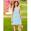 Arshiner Girls’ Summer Sundress Boho Spaghetti Strap Ruffled Tiered Dresses Casual Midi Cami Dress(Blue)
