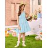Arshiner Girls’ Summer Sundress Boho Spaghetti Strap Ruffled Tiered Dresses Casual Midi Cami Dress(Blue)