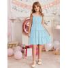 Arshiner Girls’ Summer Sundress Boho Spaghetti Strap Ruffled Tiered Dresses Casual Midi Cami Dress(Blue)