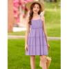 Arshiner Girls’ Summer Sundress Boho Spaghetti Strap Ruffled Tiered Dresses Casual Midi Cami Dress(Purple)