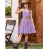 Arshiner Girls’ Summer Sundress Boho Spaghetti Strap Ruffled Tiered Dresses Casual Midi Cami Dress(Purple)