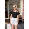 Arshiner Girls T Shirts Double Layer Ruffle Short Sleeve Casual V Neck Kids Summer Tops Blouse Tee(Black)