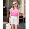 Arshiner Girls T Shirts Double Layer Ruffle Short Sleeve Casual V Neck Kids Summer Tops Blouse Tee(Gradient Rose Red)