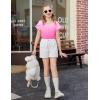 Arshiner Girls T Shirts Double Layer Ruffle Short Sleeve Casual V Neck Kids Summer Tops Blouse Tee(Gradient Rose Red)
