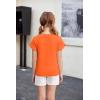 Arshiner Girls T Shirts Double Layer Ruffle Short Sleeve Casual V Neck Kids Summer Tops Blouse Tee(Orange)