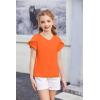 Arshiner Girls T Shirts Double Layer Ruffle Short Sleeve Casual V Neck Kids Summer Tops Blouse Tee(Orange)