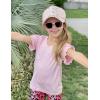 Arshiner Girls T Shirts Double Layer Ruffle Short Sleeve Casual V Neck Kids Summer Tops Blouse Tee(Pink)