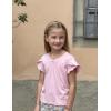Arshiner Girls T Shirts Double Layer Ruffle Short Sleeve Casual V Neck Kids Summer Tops Blouse Tee(Pink)