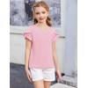 Arshiner Girls T Shirts Double Layer Ruffle Short Sleeve Casual V Neck Kids Summer Tops Blouse Tee(Pink)