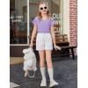 Arshiner Girls T Shirts Double Layer Ruffle Short Sleeve Casual V Neck Kids Summer Tops Blouse Tee(Purple)