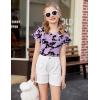 Arshiner Girls T Shirts Double Layer Ruffle Short Sleeve Casual V Neck Kids Summer Tops Blouse Tee(Tie Dye Black/Lilac)