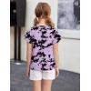 Arshiner Girls T Shirts Double Layer Ruffle Short Sleeve Casual V Neck Kids Summer Tops Blouse Tee(Tie Dye Black/Lilac)