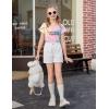 Arshiner Girls T Shirts Double Layer Ruffle Short Sleeve Casual V Neck Kids Summer Tops Blouse Tee(Tie Dye Happy)