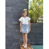 Arshiner Girls T Shirts Double Layer Ruffle Short Sleeve Casual V Neck Kids Summer Tops Blouse Tee(White)