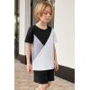 Arshiner Toddler Boy Summer Clothes Outfits Kids Colorblock Short Sleeve T-shirt Shorts Set 2-7 Years(Black)