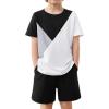 Arshiner Toddler Boy Summer Clothes Outfits Kids Colorblock Short Sleeve T-shirt Shorts Set 2-7 Years(Black)