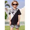 Arshiner Toddler Boy Summer Clothes Outfits Kids Colorblock Short Sleeve T-shirt Shorts Set 2-7 Years(Black Camo)