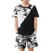 Arshiner Toddler Boy Summer Clothes Outfits Kids Colorblock Short Sleeve T-shirt Shorts Set 2-7 Years(Black Camo)