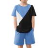 Arshiner Toddler Boy Summer Clothes Outfits Kids Colorblock Short Sleeve T-shirt Shorts Set 2-7 Years(Blue)