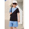Arshiner Toddler Boy Summer Clothes Outfits Kids Colorblock Short Sleeve T-shirt Shorts Set 2-7 Years(Blue)