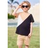 Arshiner Toddler Boy Summer Clothes Outfits Kids Colorblock Short Sleeve T-shirt Shorts Set 2-7 Years(Khaki)