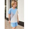 Arshiner Toddler Boy Summer Clothes Outfits Kids Colorblock Short Sleeve T-shirt Shorts Set 2-7 Years(Light Blue)