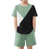 Arshiner Toddler Boy Summer Clothes Outfits Kids Colorblock Short Sleeve T-shirt Shorts Set 2-7 Years(Mint Green)